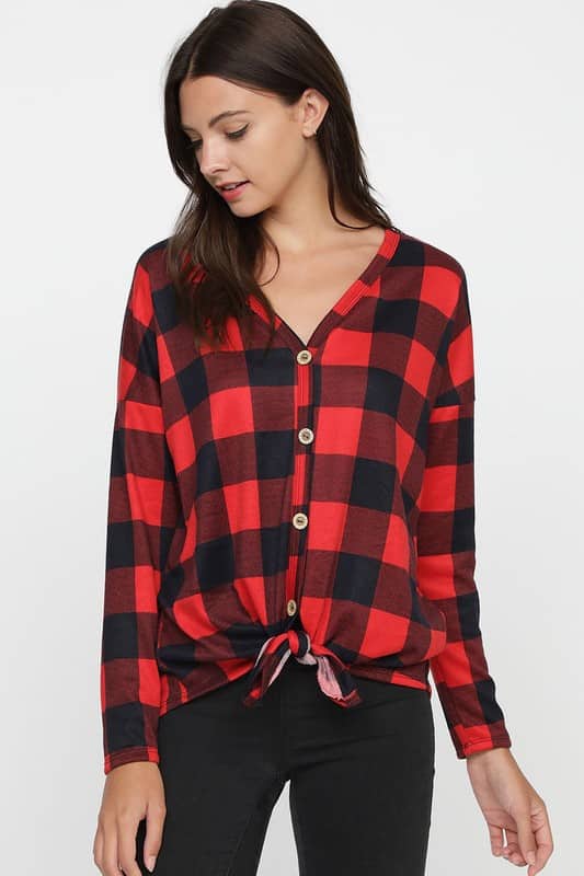 Black And Red Plaid Top - Jade